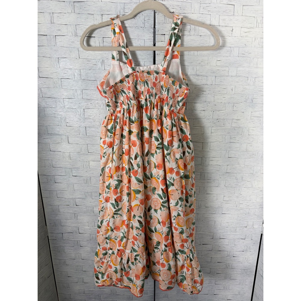 Isaac Mizrahi Girls SunDress long Smocked Orange Citrus Print Ruffle spring - Picture 2 of 12